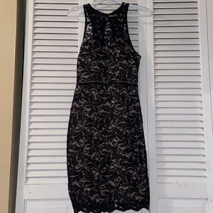 Black and nude dress with sequins